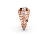 Rose gold Heart Cut Diamond Pave Art Deco Split Shank Ring with Four-Prong Setting_15