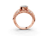 Rose gold Heart Cut Diamond Pave Art Deco Split Shank Ring with Four-Prong Setting_16