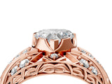 Rose gold Heart Cut Diamond Pave Art Deco Split Shank Ring with Four-Prong Setting_17