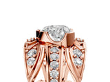 Rose gold Heart Cut Diamond Pave Art Deco Split Shank Ring with Four-Prong Setting_18