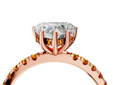 Rose gold Heart Cut Diamond Pave Band Solitaire Ring with Round with Citrine side stone and Prong Setting_24