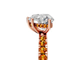 Rose gold Heart Cut Diamond Pave Band Solitaire Ring with Round with Citrine side stone and Prong Setting_25