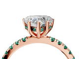 Rose gold Heart Cut Diamond Pave Band Solitaire Ring with Round with Green Sapphire side stone and Prong Setting_28