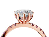 Rose gold Heart Cut Diamond Pave Band Solitaire Ring with Round with Morganite side stone and Prong Setting_16