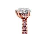 Rose gold Heart Cut Diamond Pave Band Solitaire Ring with Round with Morganite side stone and Prong Setting_17