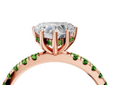 Rose gold Heart Cut Diamond Pave Band Solitaire Ring with Round with Peridot side stone and Prong Setting_4