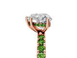 Rose gold Heart Cut Diamond Pave Band Solitaire Ring with Round with Peridot side stone and Prong Setting_5
