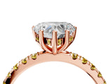Rose gold Heart Cut Diamond Pave Band Solitaire Ring with Round with Yellow Sapphire side stone and Prong Setting_16