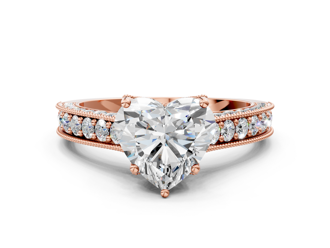 Rose gold Heart Cut Diamond Pave Band with Four-Prong Setting_36