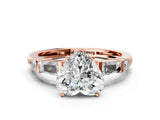 Rose gold Heart Cut Diamond Ring with Baguette Side Stones, Channel Set Band, and Four-Prong Setting_25