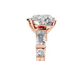 Rose gold Heart Cut Diamond Ring with Baguette Side Stones, Channel Set Band, and Four-Prong Setting_30