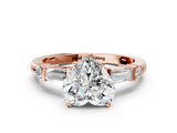 Rose gold Heart Cut Diamond Ring with Baguette Side Stones, Channel Set Band, and Four-Prong Setting_4