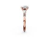 Rose gold Heart Cut Diamond Ring with Baguette Side Stones, Channel Set Band, and Four-Prong Setting_6