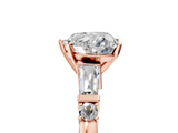 Rose gold Heart Cut Diamond Ring with Baguette Side Stones, Channel Set Band, and Four-Prong Setting_9