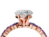 Rose gold Heart Cut Diamond Ring with Marquise and Round with Amethyst side stone Side Stones and Four-Prong Setting_28