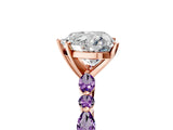 Rose gold Heart Cut Diamond Ring with Marquise and Round with Amethyst side stone Side Stones and Four-Prong Setting_29
