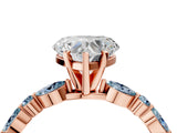 Rose gold Heart Cut Diamond Ring with Marquise and Round with Aquamarine side stone Side Stones and Four-Prong Setting_16