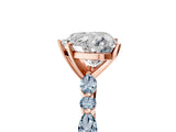Rose gold Heart Cut Diamond Ring with Marquise and Round with Aquamarine side stone Side Stones and Four-Prong Setting_17