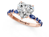 Rose gold Heart Cut Diamond Ring with Marquise and Round with Blue Sapphire side stone Side Stones and Four-Prong Setting_37