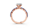Rose gold Heart Cut Diamond Ring with Marquise and Round with Blue Sapphire side stone Side Stones and Four-Prong Setting_39