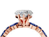 Rose gold Heart Cut Diamond Ring with Marquise and Round with Blue Sapphire side stone Side Stones and Four-Prong Setting_40