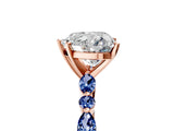 Rose gold Heart Cut Diamond Ring with Marquise and Round with Blue Sapphire side stone Side Stones and Four-Prong Setting_41
