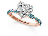Rose gold Heart Cut Diamond Ring with Marquise and Round with Blue Topaz side stone Side Stones and Four-Prong Setting_25