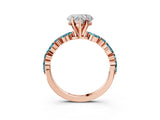 Rose gold Heart Cut Diamond Ring with Marquise and Round with Blue Topaz side stone Side Stones and Four-Prong Setting_27