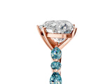 Rose gold Heart Cut Diamond Ring with Marquise and Round with Blue Topaz side stone Side Stones and Four-Prong Setting_29