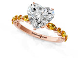 Rose gold Heart Cut Diamond Ring with Marquise and Round with Citrine side stone Side Stones and Four-Prong Setting_13