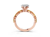 Rose gold Heart Cut Diamond Ring with Marquise and Round with Citrine side stone Side Stones and Four-Prong Setting_15