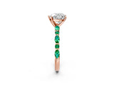 Rose gold Heart Cut Diamond Ring with Marquise and Round with Emerald side stone Side Stones and Four-Prong Setting_50