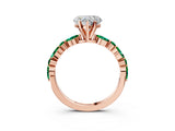 Rose gold Heart Cut Diamond Ring with Marquise and Round with Emerald side stone Side Stones and Four-Prong Setting_51