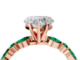 Rose gold Heart Cut Diamond Ring with Marquise and Round with Emerald side stone Side Stones and Four-Prong Setting_52