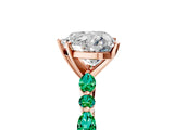 Rose gold Heart Cut Diamond Ring with Marquise and Round with Emerald side stone Side Stones and Four-Prong Setting_53