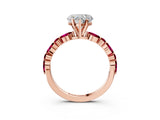 Rose gold Heart Cut Diamond Ring with Marquise and Round with Garnet side stone Side Stones and Four-Prong Setting_27