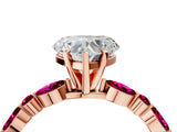 Rose gold Heart Cut Diamond Ring with Marquise and Round with Garnet side stone Side Stones and Four-Prong Setting_28