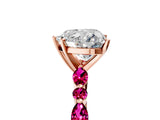 Rose gold Heart Cut Diamond Ring with Marquise and Round with Garnet side stone Side Stones and Four-Prong Setting_29