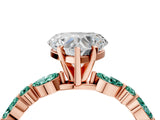 Rose gold Heart Cut Diamond Ring with Marquise and Round with Green Sapphire side stone Side Stones and Four-Prong Setting_16