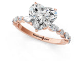 Rose gold Heart Cut Diamond Ring with Marquise and Round with Moissanite side stone Side Stones and Four-Prong Setting_37