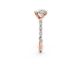 Rose gold Heart Cut Diamond Ring with Marquise and Round with Moissanite side stone Side Stones and Four-Prong Setting_38