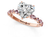 Rose gold Heart Cut Diamond Ring with Marquise and Round with Morganite side stone Side Stones and Four-Prong Setting_25