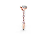 Rose gold Heart Cut Diamond Ring with Marquise and Round with Morganite side stone Side Stones and Four-Prong Setting_26