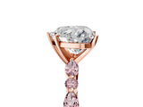 Rose gold Heart Cut Diamond Ring with Marquise and Round with Morganite side stone Side Stones and Four-Prong Setting_29