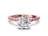 Rose gold Heart Cut Diamond Ring with Marquise and Round with Pink Sapphire side stone Side Stones and Four-Prong Setting_12