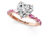 Rose gold Heart Cut Diamond Ring with Marquise and Round with Pink Sapphire side stone Side Stones and Four-Prong Setting_13