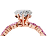 Rose gold Heart Cut Diamond Ring with Marquise and Round with Pink Sapphire side stone Side Stones and Four-Prong Setting_16