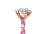 Rose gold Heart Cut Diamond Ring with Marquise and Round with Pink Sapphire side stone Side Stones and Four-Prong Setting_17
