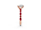Rose gold Heart Cut Diamond Ring with Marquise and Round with Ruby side stone Side Stones and Four-Prong Setting_38