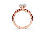 Rose gold Heart Cut Diamond Ring with Marquise and Round with Ruby side stone Side Stones and Four-Prong Setting_39